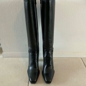 Leather Knee High Black Boots, Michelle D, 7 1/2 Never Worn